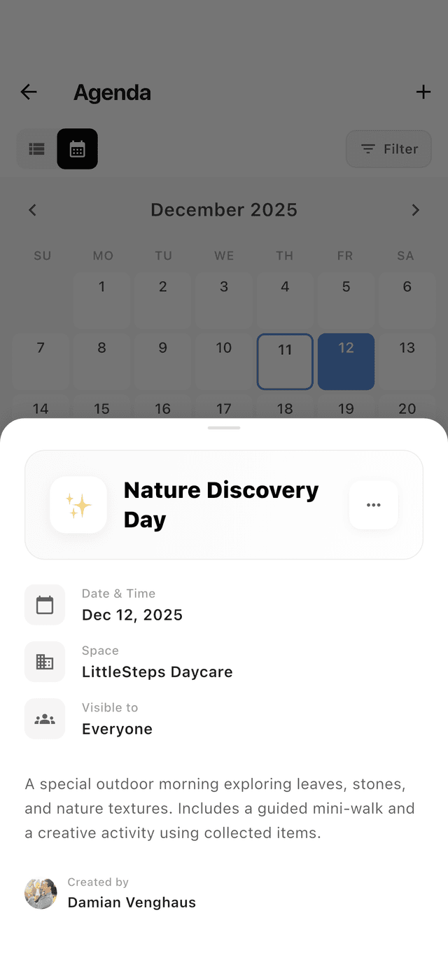 Activities & Agenda screenshot